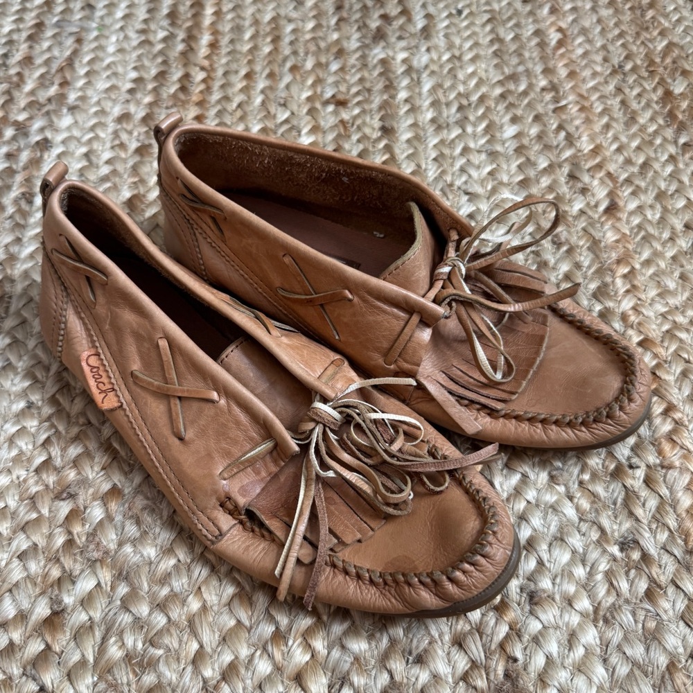 Coach Poppy Sway 7.5B Moccasin Soft Leather Shoes Loafers Flats
